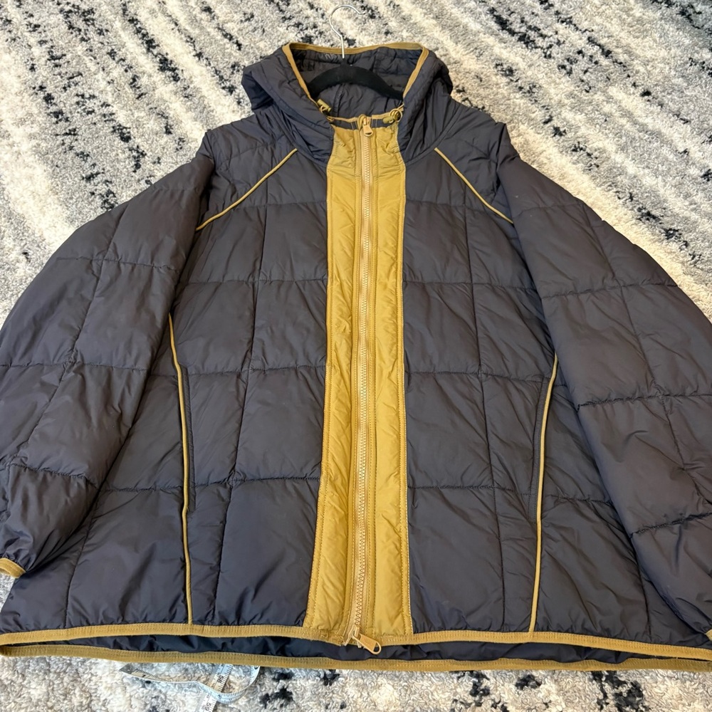 Free People Movement Parker Packable Puffer Coat Dark Navy & Brown Medium Hooded - Picture 6 of 13